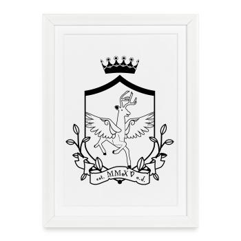 Cerf ailé – noble forêt héraldique animale - Affiche encadrée (27 × 37 cm) - blanc - Devant