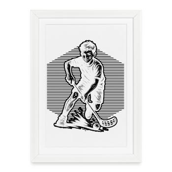 Motif floorball qui fonctionne immédiatement - Affiche encadrée (27 × 37 cm) - blanc - Devant