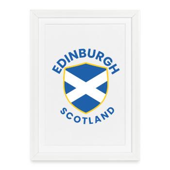 Blason de l’Écusson d’Édimbourg, Écosse - Affiche encadrée (27 × 37 cm) - blanc - Devant