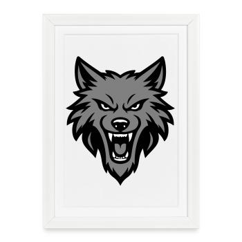 Wolf Head Logo - Framed poster (27 × 37 cm) - white - Front