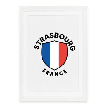 Flagge des Straßburger Schildes Frankreich - Gerahmtes Poster (27 × 37 cm) - Weiß - Vorne