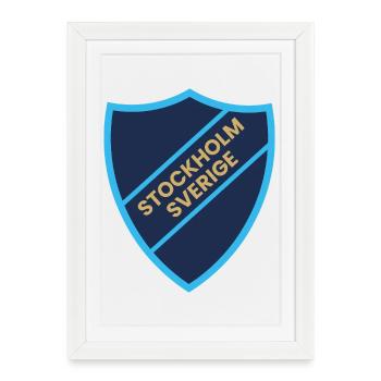 Design contrastant bleu Stockholm Shield - Affiche encadrée (27 × 37 cm) - blanc - Devant