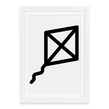 cerf volant - Affiche encadrée (27 × 37 cm) - blanc - Devant