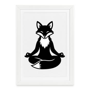 Méditation Fox Yoga - Affiche encadrée (27 × 37 cm) - blanc - Devant