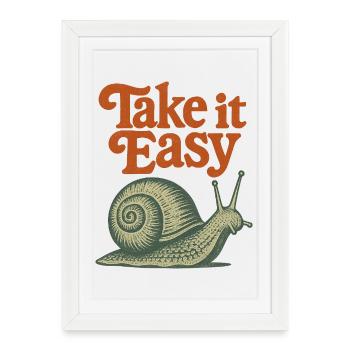 Take It Calm, Snail Rétro - Affiche encadrée (27 × 37 cm) - blanc - Devant
