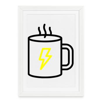 Énergie Bombardée de tasses à café - Affiche encadrée (27 × 37 cm) - blanc - Devant