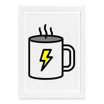 Strong Coffee Cup Electricity - Framed poster (27 × 37 cm) - white - Front
