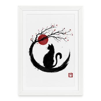 Sakura Neko - Affiche encadrée (27 × 37 cm) - blanc - Devant