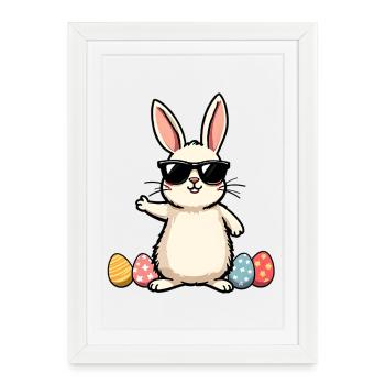 Funny Easter Bunny - Framed poster (27 × 37 cm) - white - Front