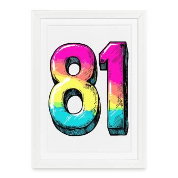 81 Number Colorful - Framed poster (27 × 37 cm) - white - Front