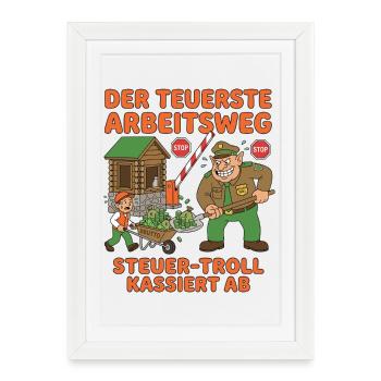 Le trajet le plus coûteux pour aller au travail - Affiche encadrée (27 × 37 cm) - blanc - Devant