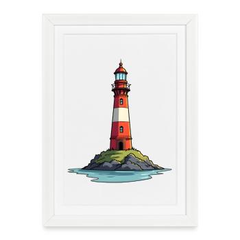 phare - Affiche encadrée (27 × 37 cm) - blanc - Devant