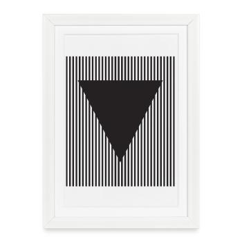 Triangle inversé sur champ rayé - Affiche encadrée (27 × 37 cm) - blanc - Devant