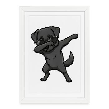 Dabping du Labrador Retriever - Affiche encadrée (27 × 37 cm) - blanc - Devant