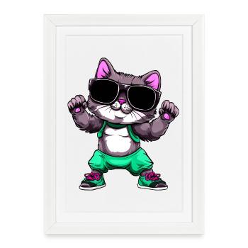 Chat de Fitness - Affiche encadrée (27 × 37 cm) - blanc - Devant