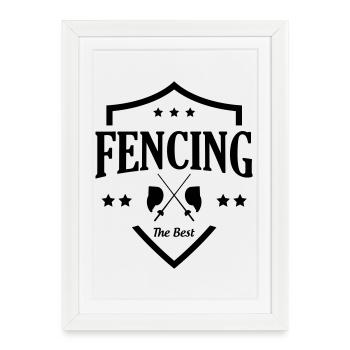 Blason Fencing The Best Escrime Vintage - Affiche encadrée (27 × 37 cm) - blanc - Devant