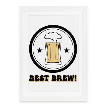 Emblème de la meilleure bière brassée cool - Affiche encadrée (27 × 37 cm) - blanc - Devant