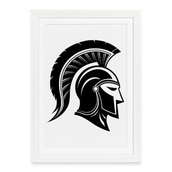 Casque spartiate - Affiche encadrée (27 × 37 cm) - blanc - Devant