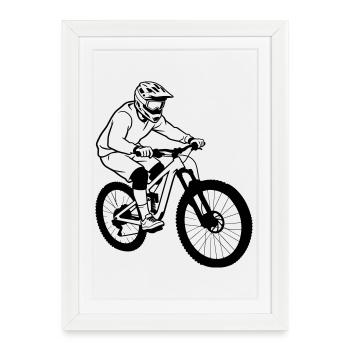 Downhill mountain bike - Framed poster (27 × 37 cm) - white - Front