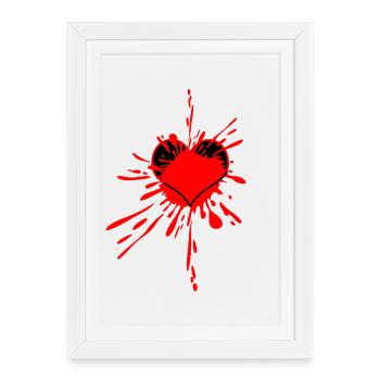 Red Heart Splatter Art - Framed poster (27 × 37 cm) - white - Front