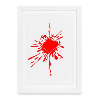 Heart Splash Splatter Art - Framed poster (27 × 37 cm) - white - Front