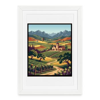 Vignoble Vista dans les collines toscanes - Affiche encadrée (27 × 37 cm) - blanc - Devant