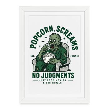 Le popcorn crie sans jugement - Affiche encadrée (27 × 37 cm) - blanc - Devant