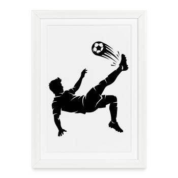 Overhead kick football silhouette - Framed poster (27 × 37 cm) - white - Front