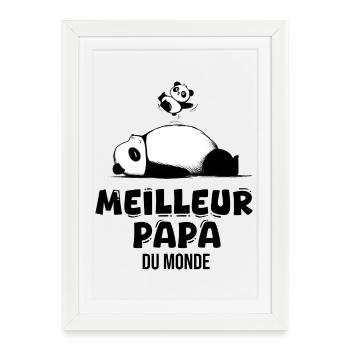 meilleur papa du monde père fête des pères - Affiche encadrée (27 × 37 cm) - blanc - Devant