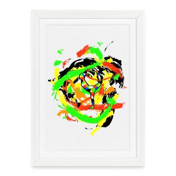 Posture de yoga - Asana de danseur - Résumé - Affiche encadrée (27 × 37 cm) - blanc - Devant