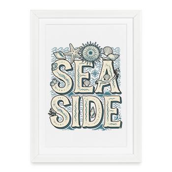 Mer et plage - Affiche encadrée (27 × 37 cm) - blanc - Devant