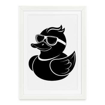 Rubber duck with sunglasses - Framed poster (27 × 37 cm) - white - Front