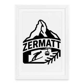 Zermatt Matterhorn Silhouette - Affiche encadrée (27 × 37 cm) - blanc - Devant