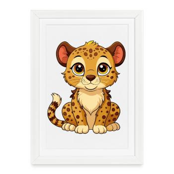 Bébé guépard mignon - Affiche encadrée (27 × 37 cm) - blanc - Devant