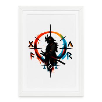 Silhouette de la roue chromatique dans Ink Splash - Affiche encadrée (27 × 37 cm) - blanc - Devant
