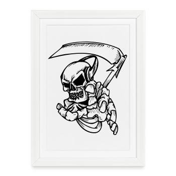Skelett mit Sense - Framed poster (27 × 37 cm) - white - Front
