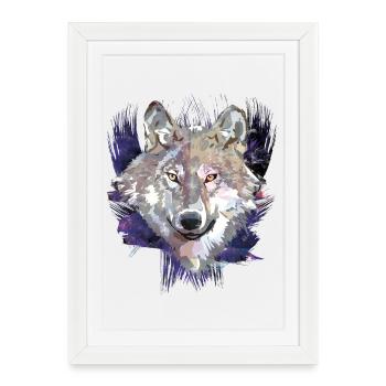 Loup | Animal | Loup - Affiche encadrée (27 × 37 cm) - blanc - Devant