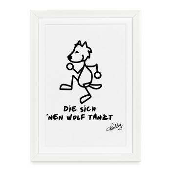 Die sich nen Wolf tanzt - Gerahmtes Poster (27 × 37 cm) - Weiß - Vorne
