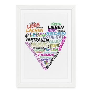 Herz Text - Gerahmtes Poster (27 × 37 cm) - Weiß - Vorne