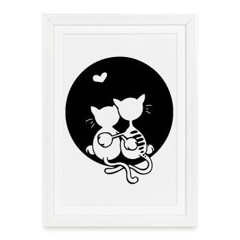 amour chats - Affiche encadrée (27 × 37 cm) - blanc - Devant