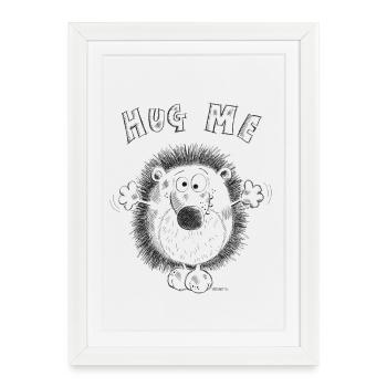 Hug Me Hérisson - Affiche encadrée (27 × 37 cm) - blanc - Devant