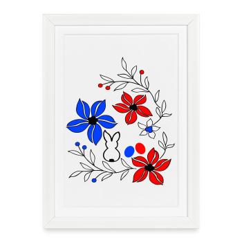 Pâques, vrilles florales - Affiche encadrée (27 × 37 cm) - blanc - Devant