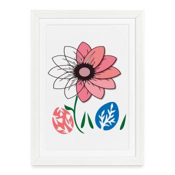Flower with Easter eggs, Happy Easter - Framed poster (27 × 37 cm) - white - Front