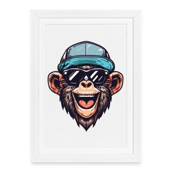 Funny Monkey - Framed poster (27 × 37 cm) - white - Front