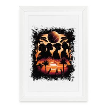 Beach-volley - Affiche encadrée (27 × 37 cm) - blanc - Devant