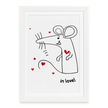 Maus amoureux - Affiche encadrée (27 × 37 cm) - blanc - Devant