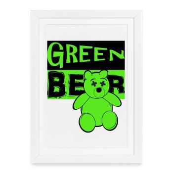 Green Bear - Framed poster (27 × 37 cm) - white - Front