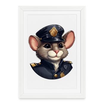 Souris Policier - Affiche encadrée (27 × 37 cm) - blanc - Devant