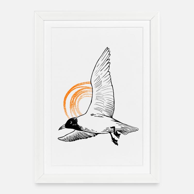 Tshirt Möwe - Liebe zu Meer - Gerahmtes Poster (27 × 37 cm) - Weiß