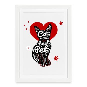 Cat with heart - Framed poster (27 × 37 cm) - white - Front